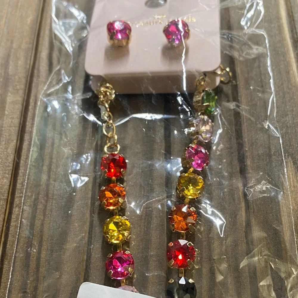 Treasure Jewels Multicolor Crystal Necklace and Earrings Set NWT - Picture 3 of 13